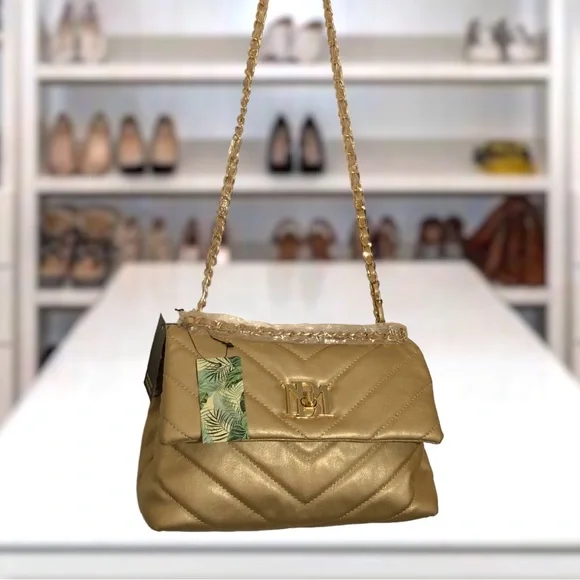 New Badgley Mischka Metallic Quilted Crossbody w Letter Lock Multi-winner HP! - Picture 5 of 15